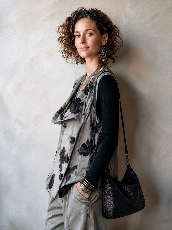 Gilet da donna vintage con stampa floreale e tre bottoni ZMZ2168H3SWL