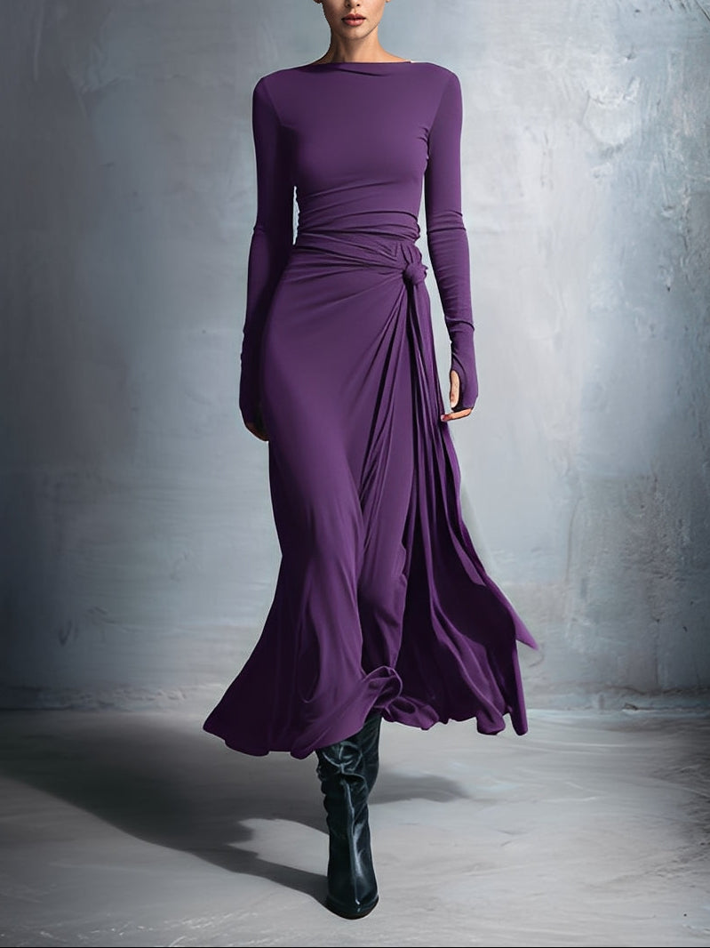 Naomie | Abito maxi con nodo in seta