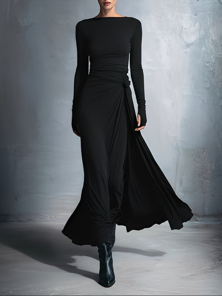 Naomie | Abito maxi con nodo in seta