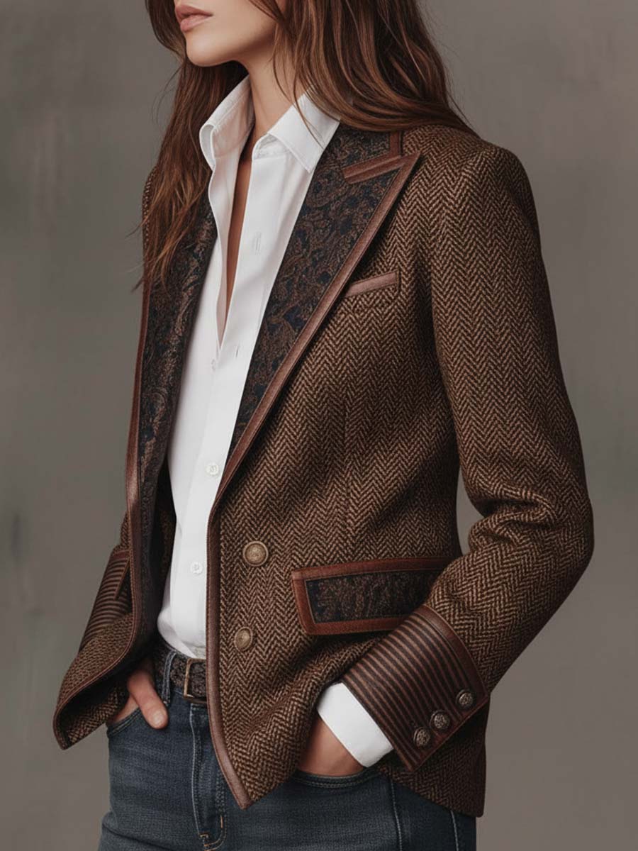 Gisèle | Blazer con inserti dalla stampa a chevron
