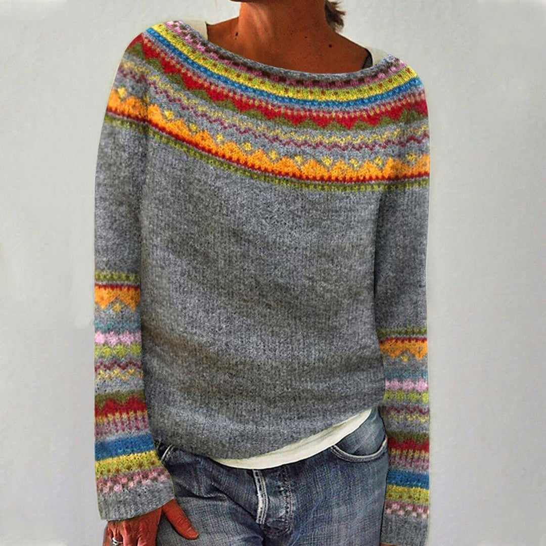 Maglione in maglia con inserto arcobaleno Sylvie