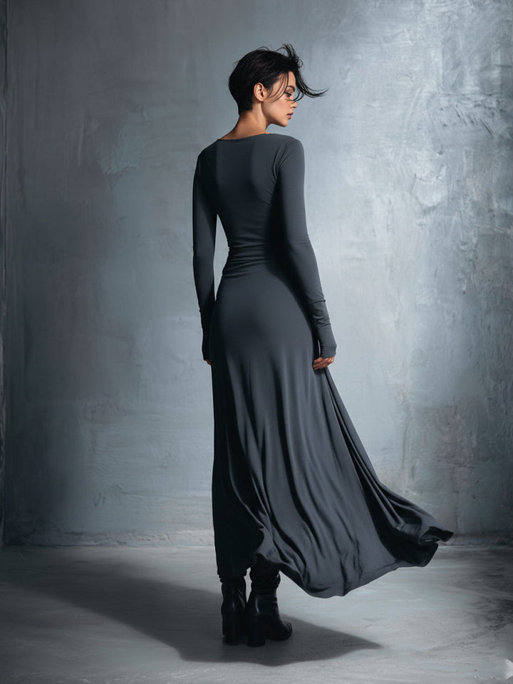 Naomie | Abito maxi con nodo in seta