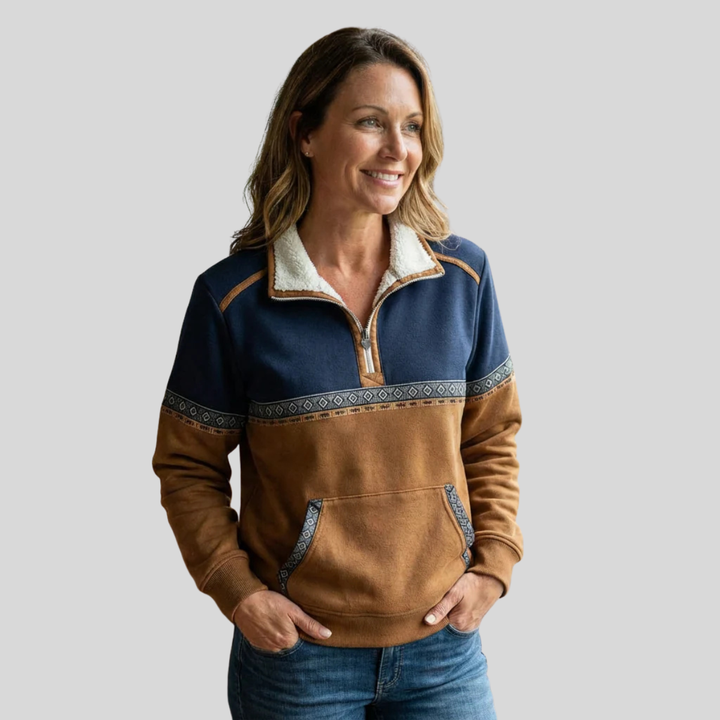 Alvette™ | Pullover con colletto sherpa e mezza zip