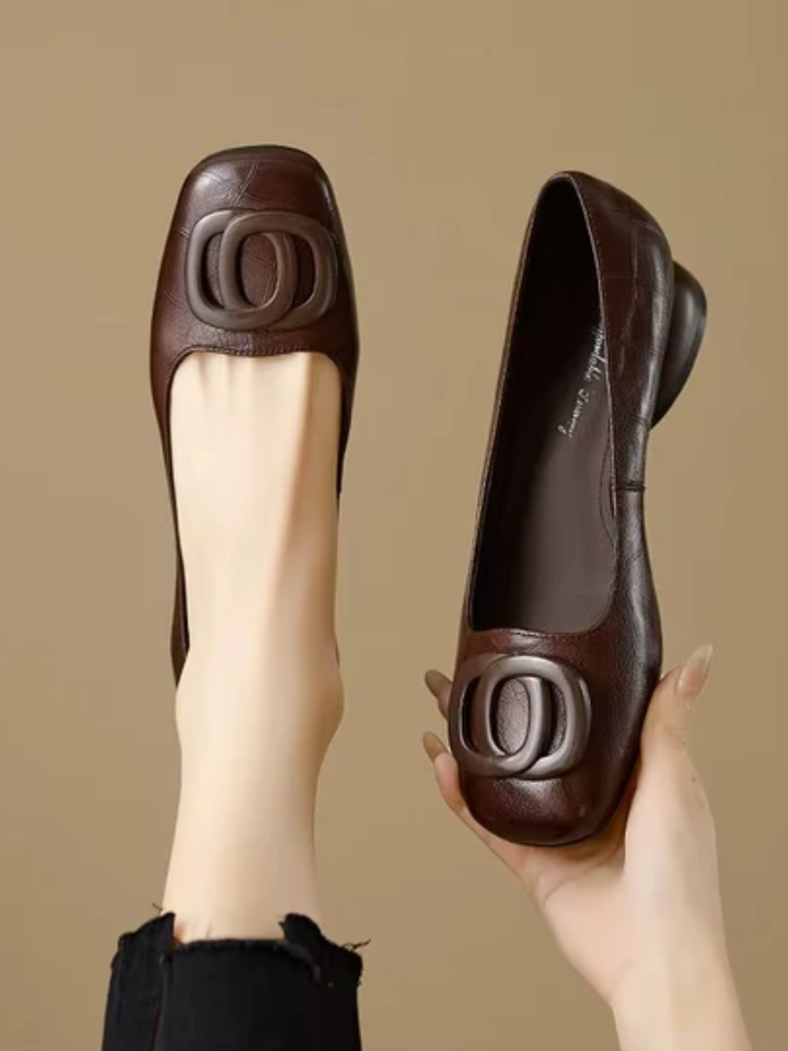 Ombeline | Ballerine in Pelle con Punta Quadrata