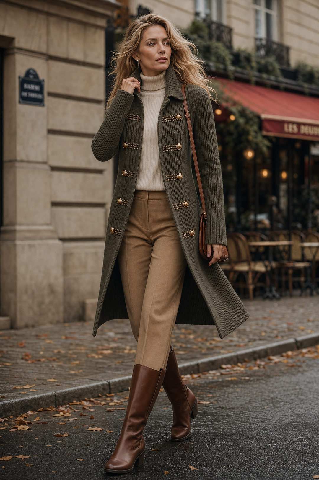 Cardigan lungo in maglia a coste ispirato allo stile militare con dettagli di bottoni intrecciati