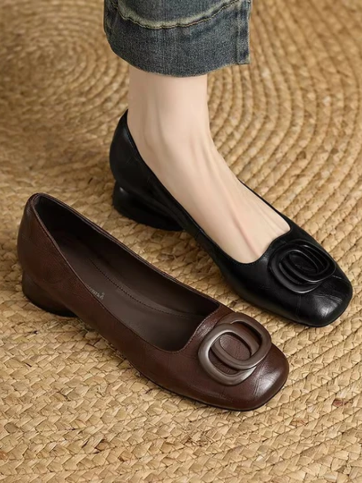 Ombeline | Ballerine in Pelle con Punta Quadrata