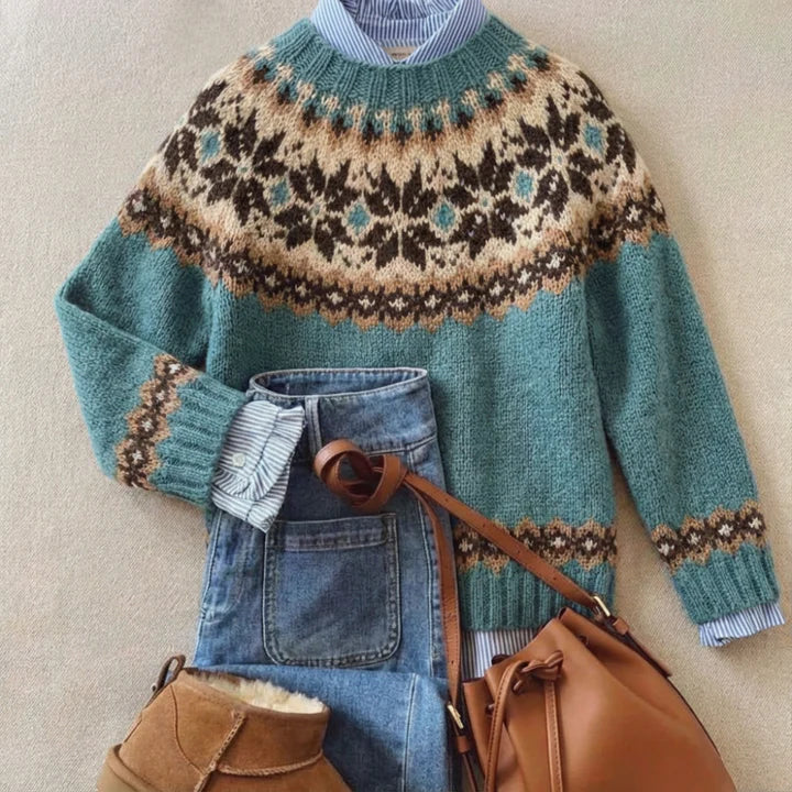 Maglione in maglia con inserto color cacao Nathalie