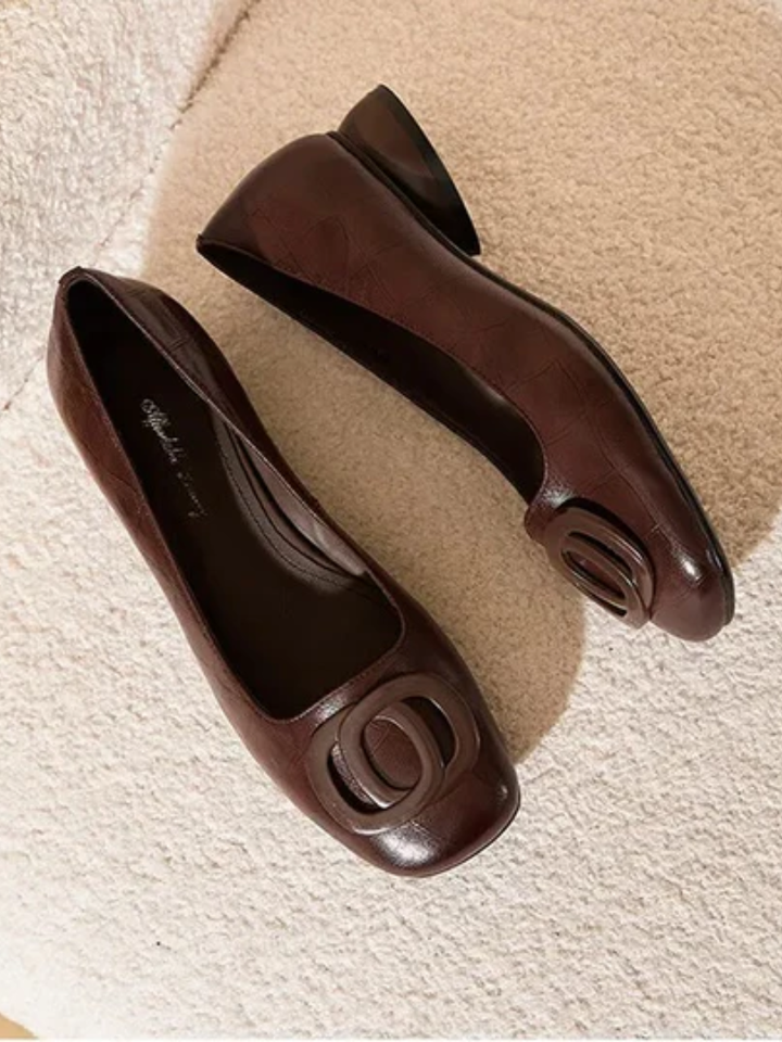 Ombeline | Ballerine in Pelle con Punta Quadrata