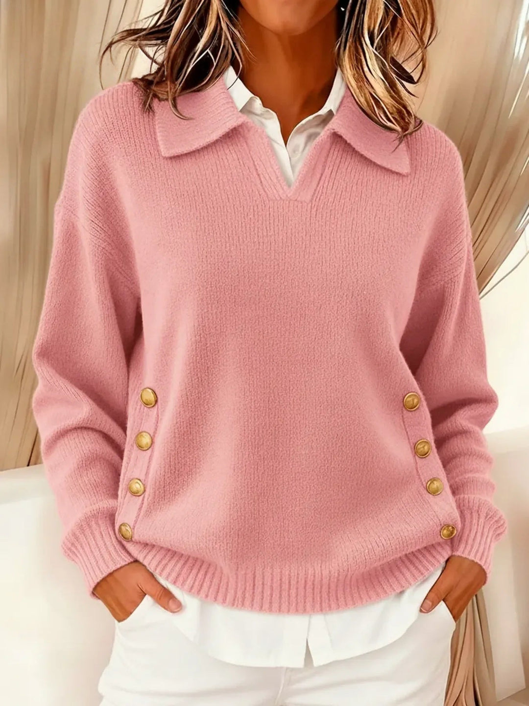Vynette™ | Maglione con colletto e scollo a V