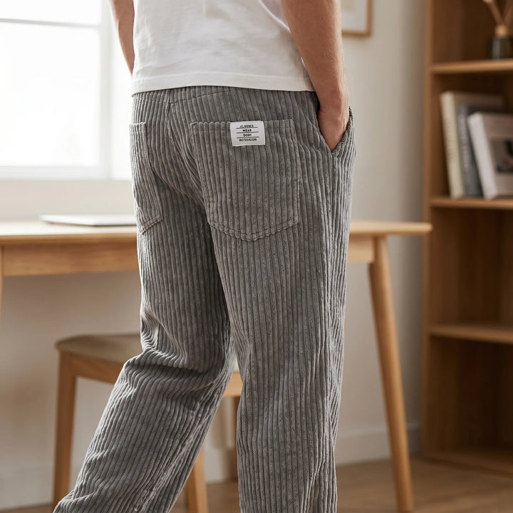 Leonardo | Pantaloni da uomo in velluto a coste con vita elasticizzata