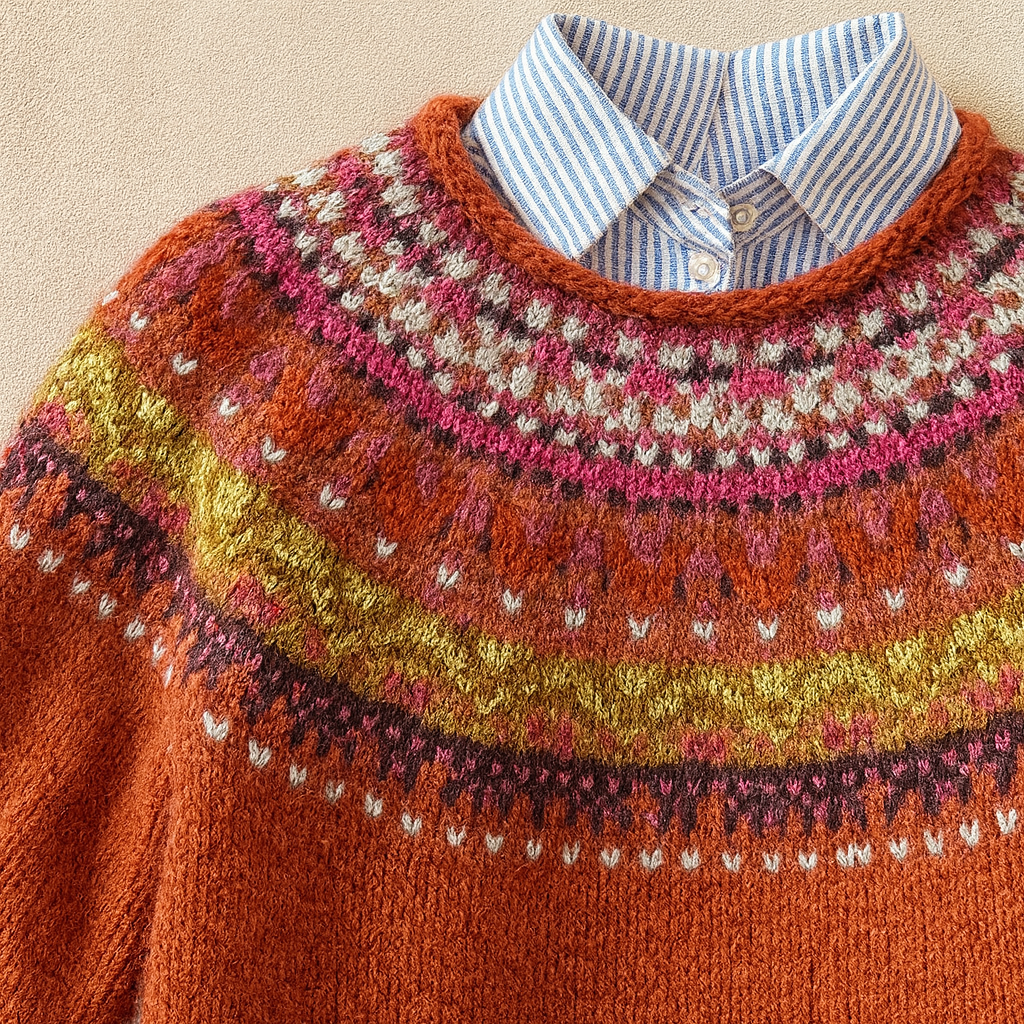Maglione jacquard terracotta Juliette
