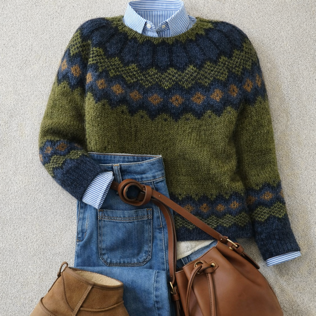 Maglione in maglia con inserto a rombi Élise