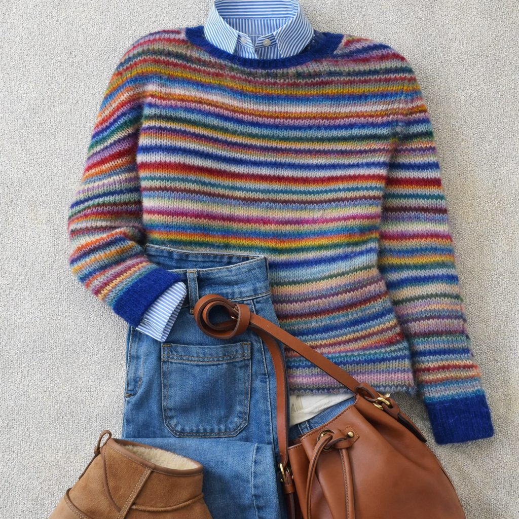 Maglione in maglia a righe multicolori Isabelle