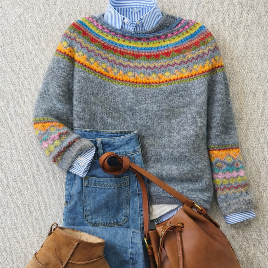 Maglione in maglia con inserto color zafferano Sandrine