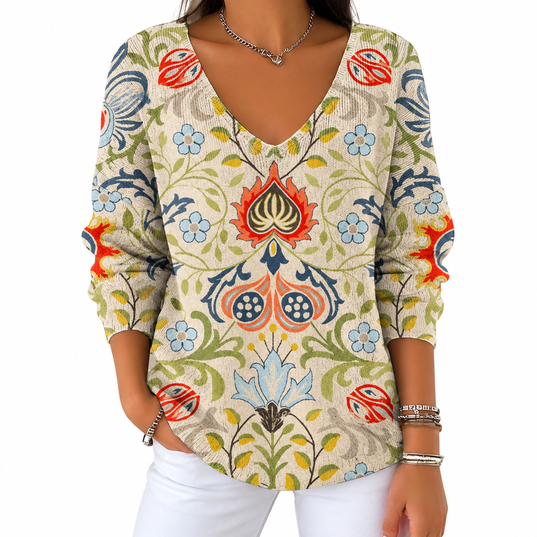 Alessia – Maglione lavorato a maglia con scollo a V