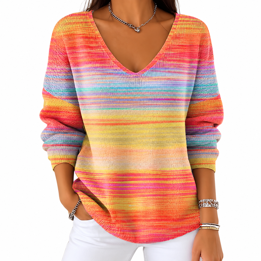 ISABELLE | Maglione Elegante con Scollo a V e Fantasia