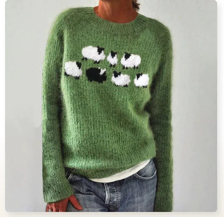 Maglione in maglia con motivo di pecore Mathilde