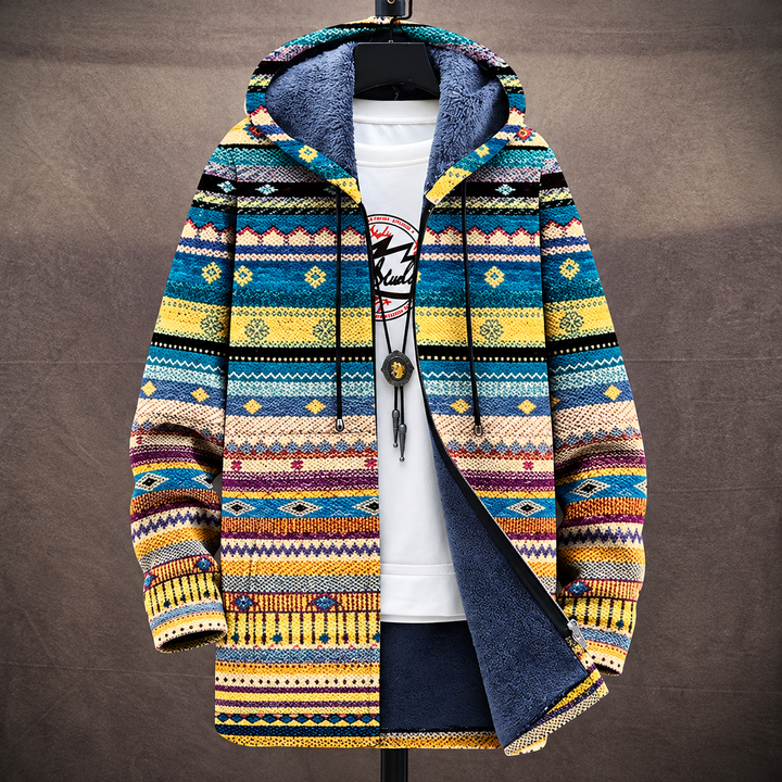 MARGHERITA | Cardigan con cappuccio e stampa artigianale