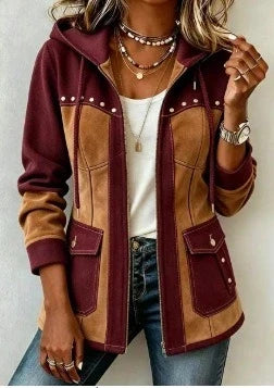 Giulia | Giacca con cappuccio in due materiali