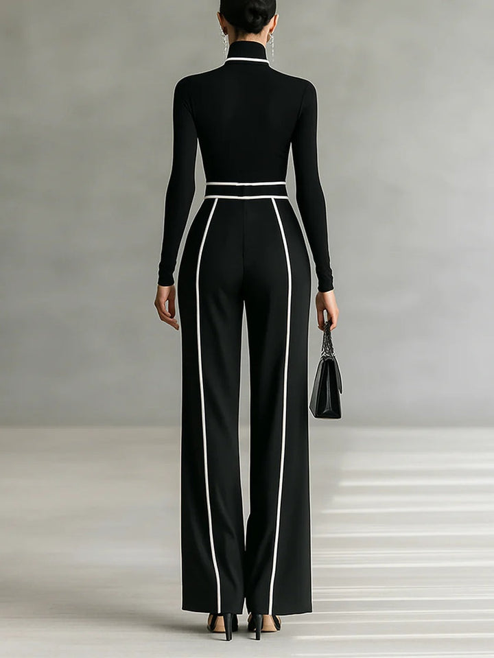 Emma | Completo elegante con collo alto e pantaloni a gamba larga