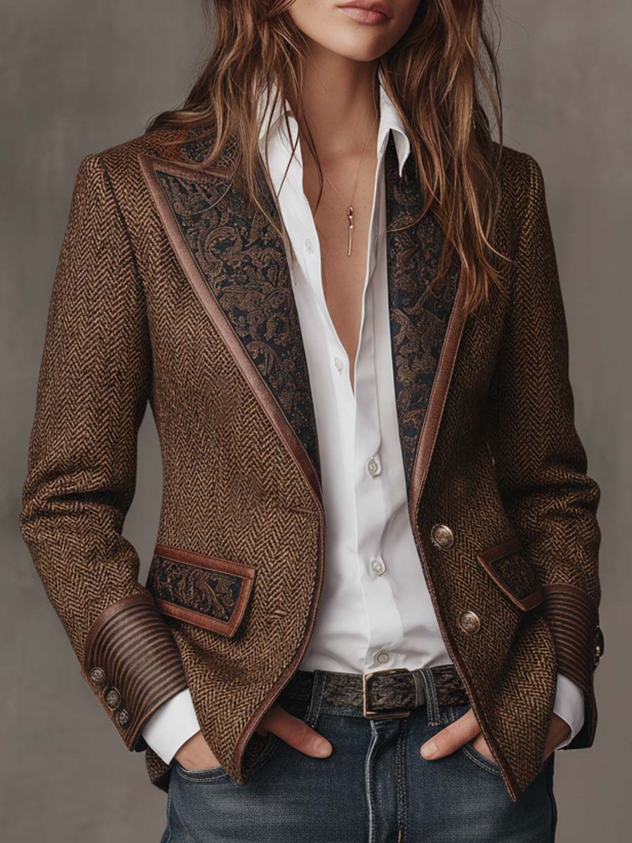 Gisèle | Blazer con inserti dalla stampa a chevron