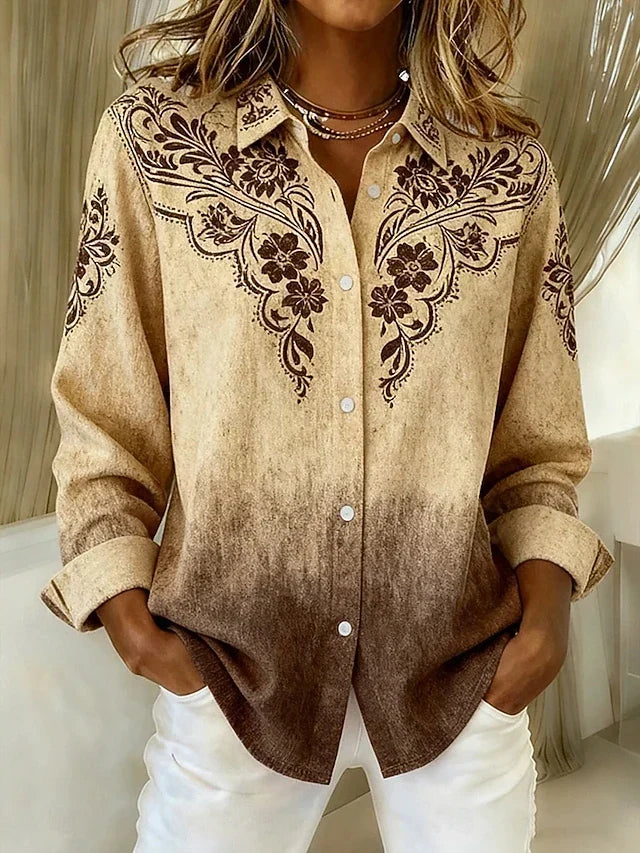 Tucson™ | Blusa floreale vintage in stile western con bottoni