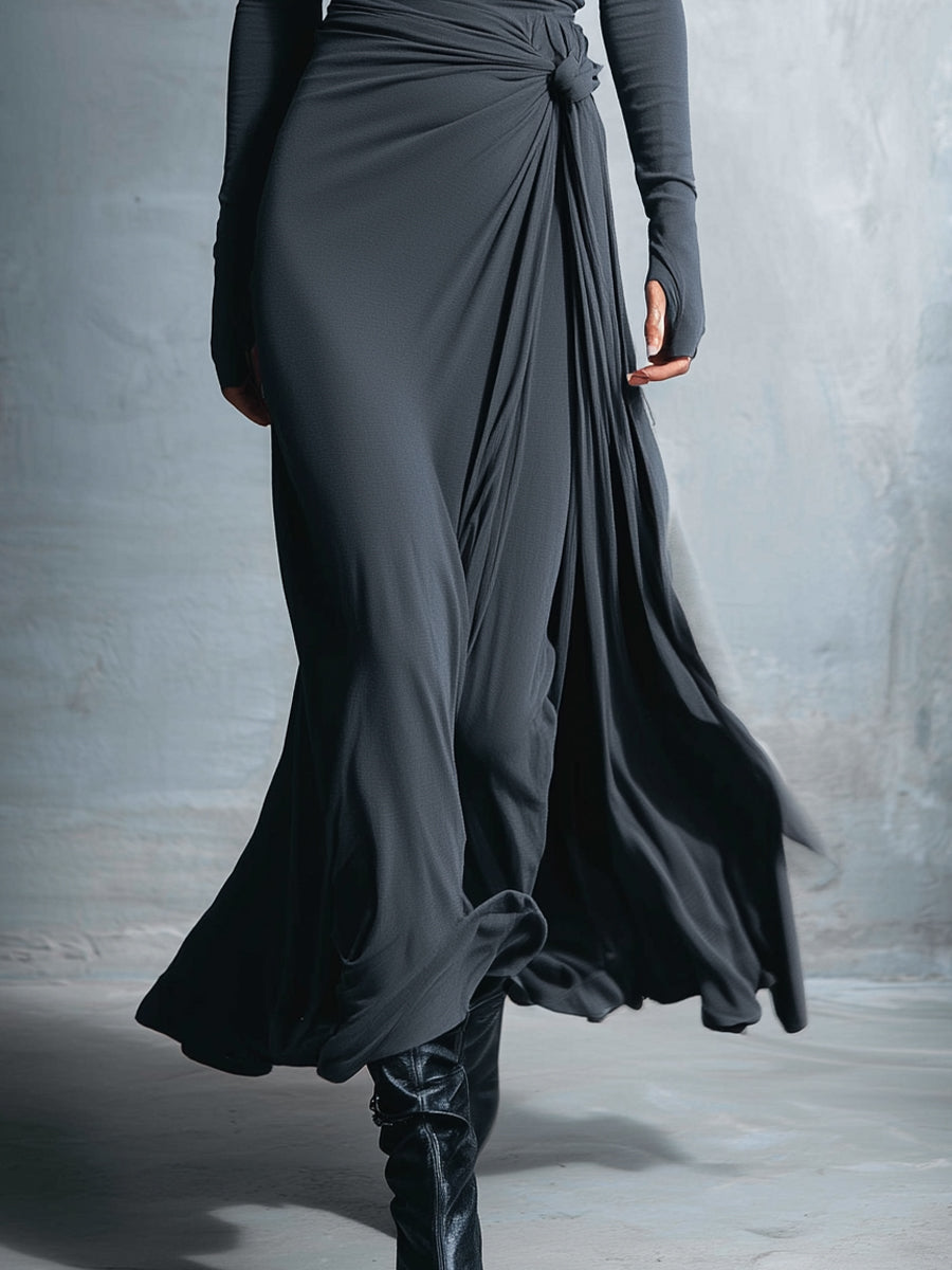 Naomie | Abito maxi con nodo in seta