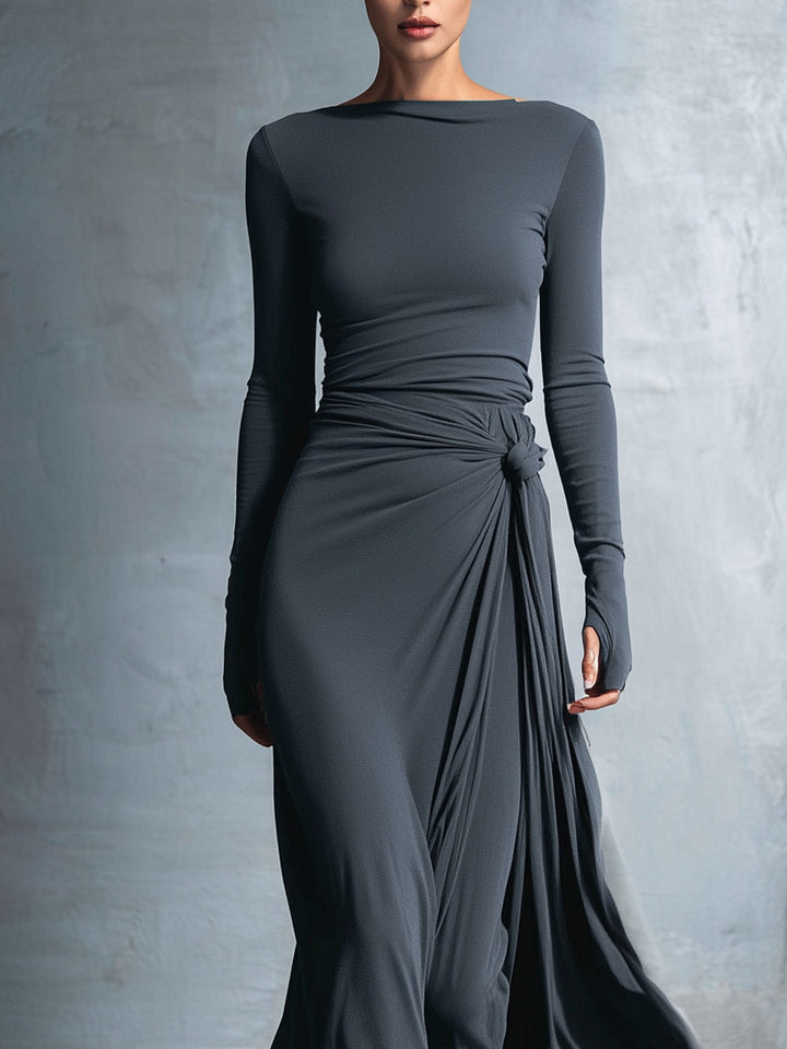 Naomie | Abito maxi con nodo in seta