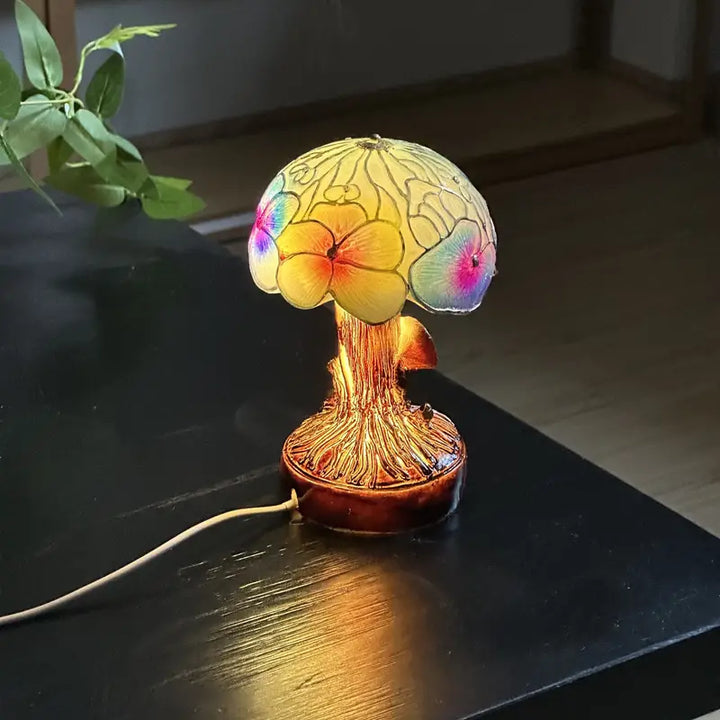 Lampada floreale a fungo in stile boho chic