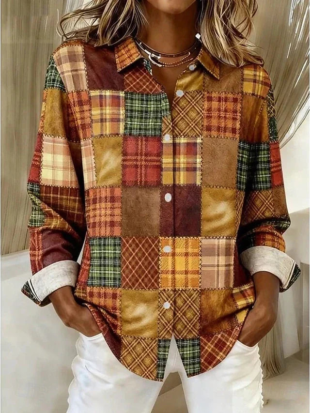 Merritt™ | Camicetta vintage patchwork con bottoni sul davanti