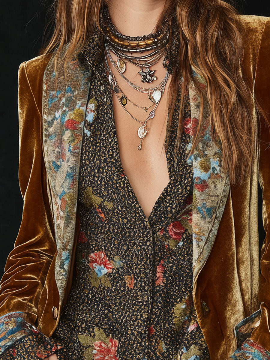 Marcelline | Blazer patchwork con stampa floreale vintage