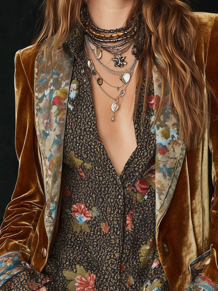 Marcelline | Blazer patchwork con stampa floreale vintage
