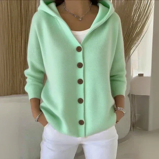 Darienne™ | Cardigan in maglia con cappuccio e chiusura a bottoni
