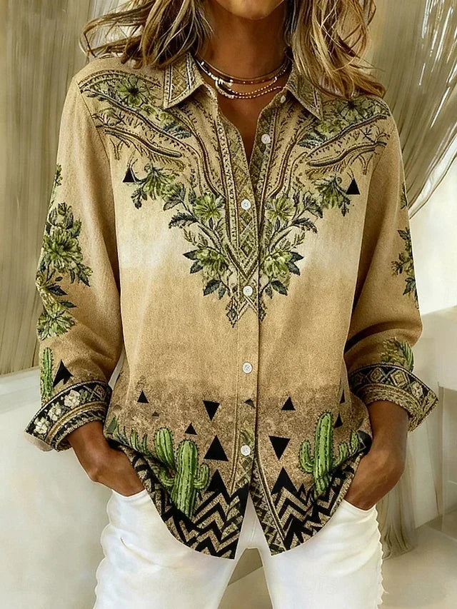 Tucson™ | Blusa floreale vintage in stile western con bottoni