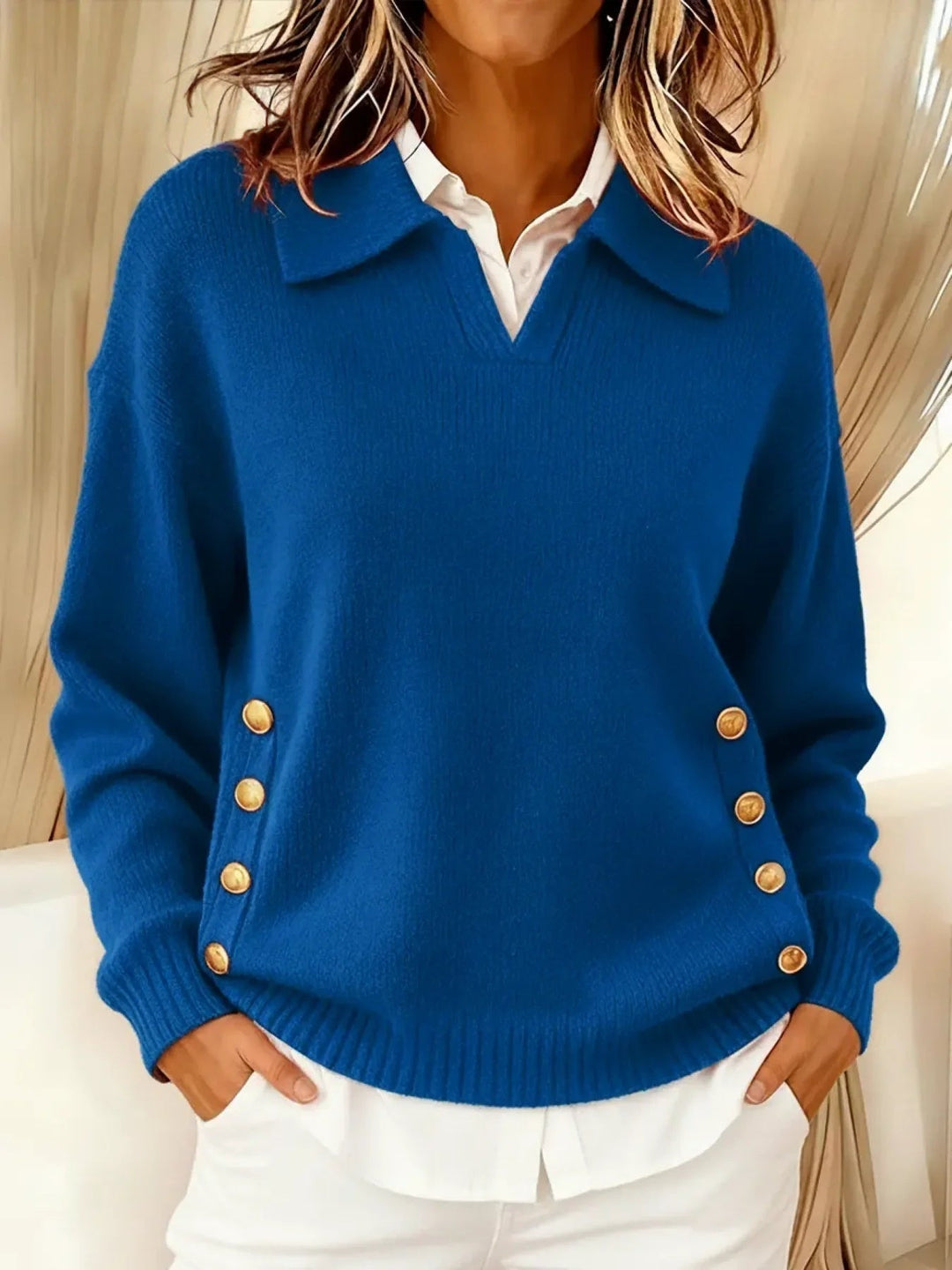 Vynette™ | Maglione con colletto e scollo a V