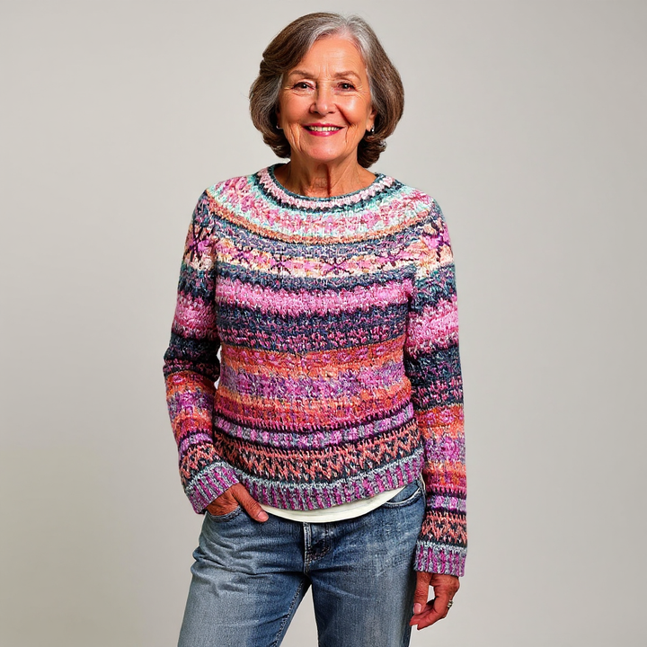 Maglione in maglia con inserto arcobaleno