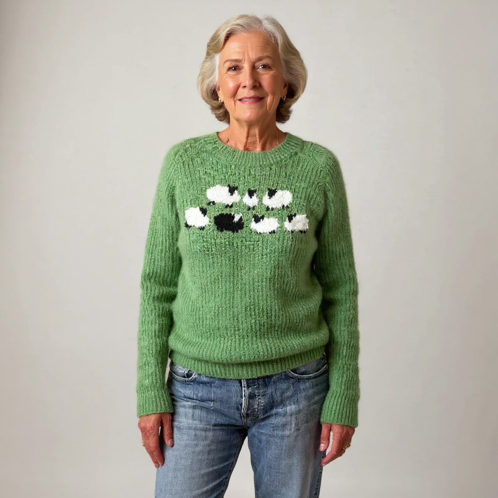 Maglione in maglia con motivo di pecore Mathilde