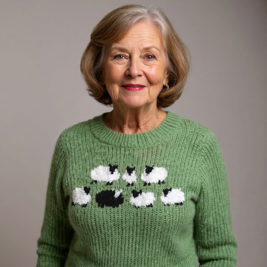 Maglione in maglia con motivo di pecore Mathilde