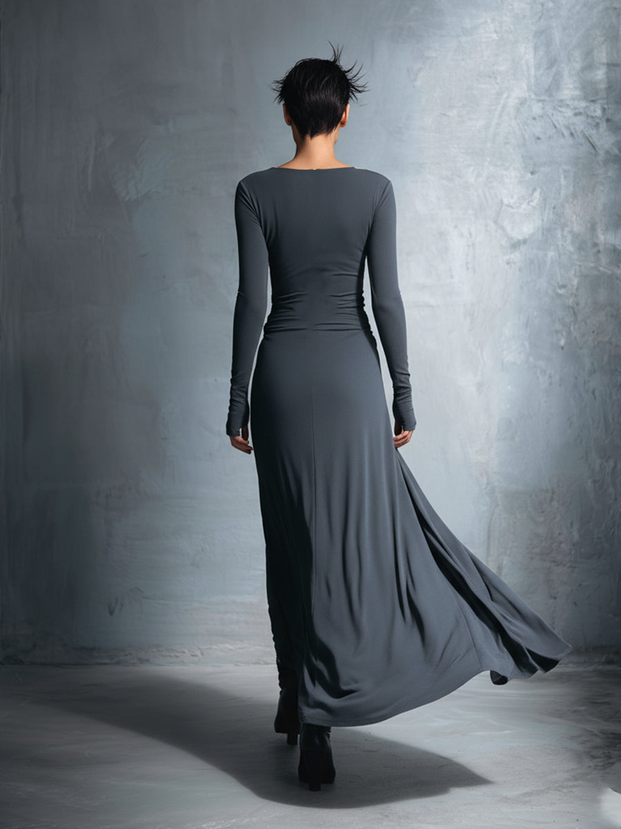 Naomie | Abito maxi con nodo in seta