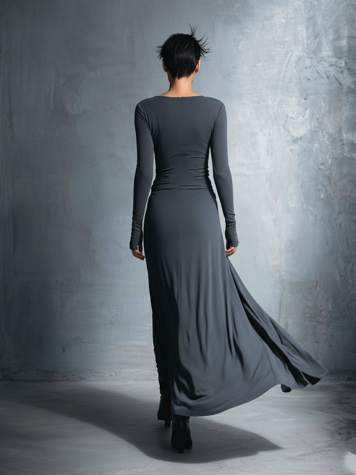 Naomie | Abito maxi con nodo in seta