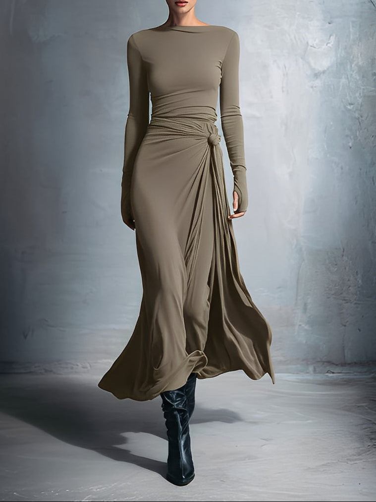 Naomie | Abito maxi con nodo in seta